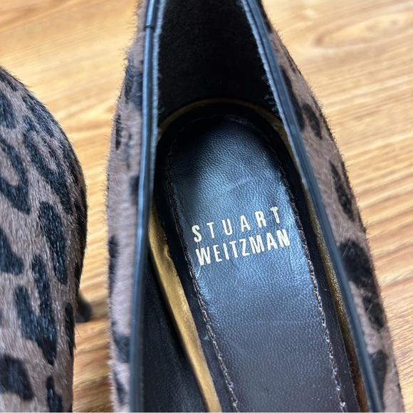 Stuart Weitzman Leopard Calf Hair Leather Pointy Toe Heels EUC - Picture 7 of 11